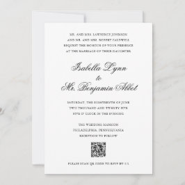 Invitación Boda de código QR tradicional en blanco y negro