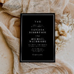 Invitación boda de código QR único de borde blanco<br><div class="desc">los bordes negros son un tema boda simple y elegante en blanco y negro,  el texto,  el código QR y los colores se pueden editar.</div>