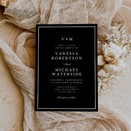 Invitación boda de código QR único de borde blanco