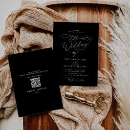 Invitación boda de código QR único de borde blanco