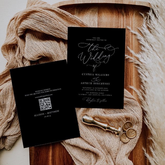 Invitación boda de código QR único de borde blanco (Subido por el creador)