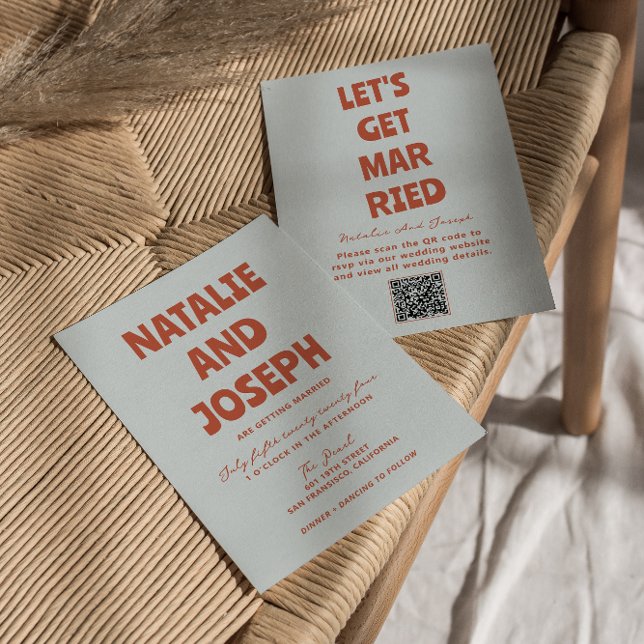 Invitación Boda de código QR único retro funky negrita y colo (Subido por el creador)