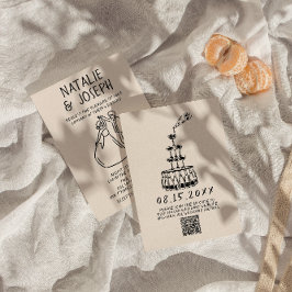 Invitación Boda de código QR único y rápido dibujado con mano
