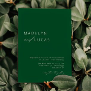 Invitación Boda de código QR verde esmeralda moderno minimali