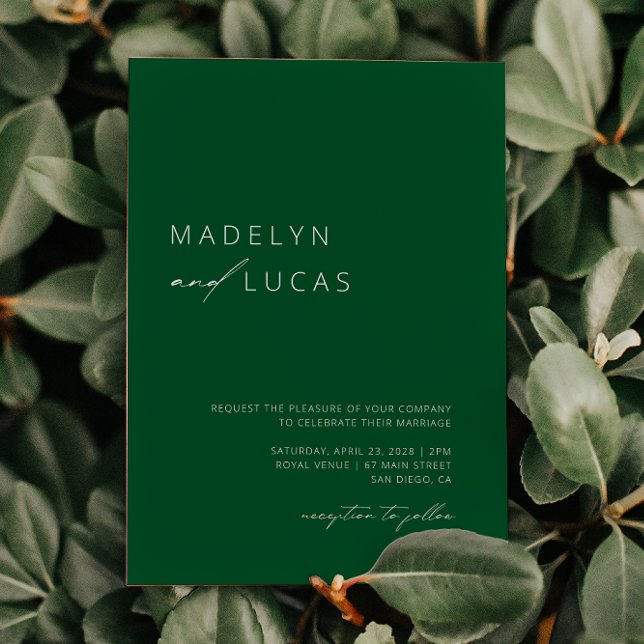 Invitación Boda de código QR verde esmeralda moderno minimali (Subido por el creador)