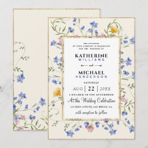 Invitación Boda de código QR y Flor silvestre botánica de col