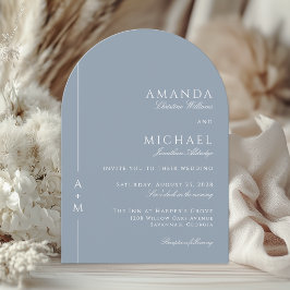 Invitación Boda de código Sencillo Dusty Blue Elegant Monogra