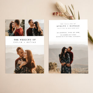 Invitación Boda de Colaje de Fotos Simple y Elegante con Pres