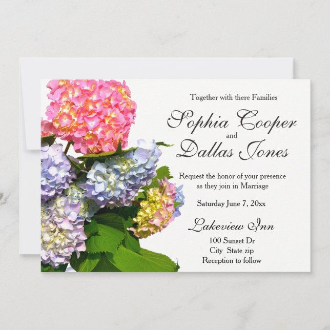Invitación Boda de colección de Bodas Hydrangea Bouquet (Anverso)