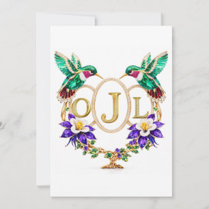 Invitación Boda de colibrí OJL con letras personalizadas CO