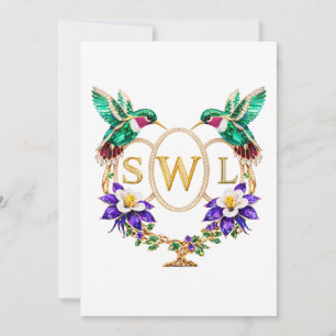 Invitación Boda de colibrí SWL con letras personalizadas