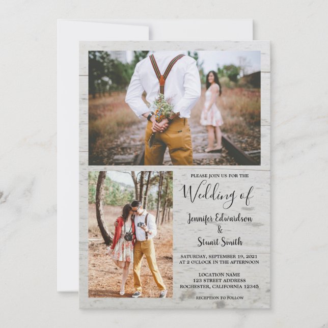 Invitación Boda de collage de fotografías de granos de campo  (Anverso)