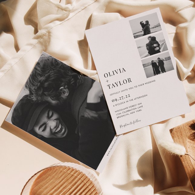 Invitación Boda de Collage de fotos clásico monocromo (Subido por el creador)