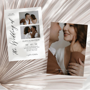 Invitación Boda de Collage de fotos de guiones contemporáneos