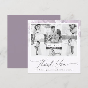 Invitación Boda de Collage de fotos morado floral gracias