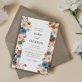 Invitación Boda de color azul beige y agitado