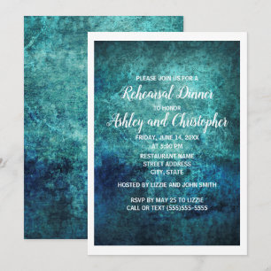 Invitación Boda de color azul de la marina verde azulada ensa