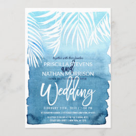 Invitación Boda de color azul de los frontales de las palmera