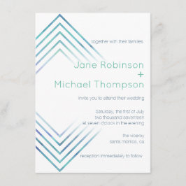 Invitación Boda de color azul geométrico moderno