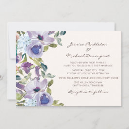Invitación Boda de color azul turbio morado