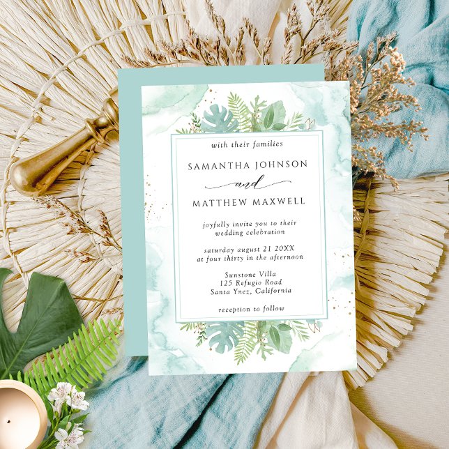 Invitación Boda de color azul verde y verde (Subido por el creador)