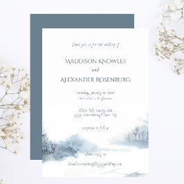 Invitación Boda de color azul y blanco con RSVP