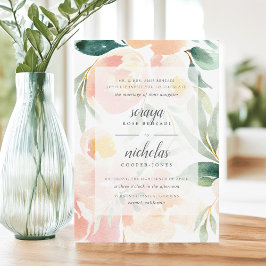 Invitación Boda de color de agua Airy Floral para Rubor y Sag
