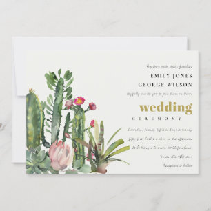 Invitación Boda DE COLOR DE AGUA DE CACTI FAUNA DESERTO DE FL