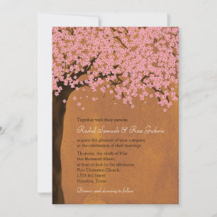 Invitación Boda de color de agua de cerezo Blossom Sakura (pu