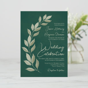 Invitación Boda de color de agua de escritura moderna de verd