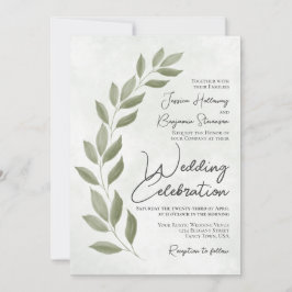 Invitación Boda de color de agua de escritura moderna para la
