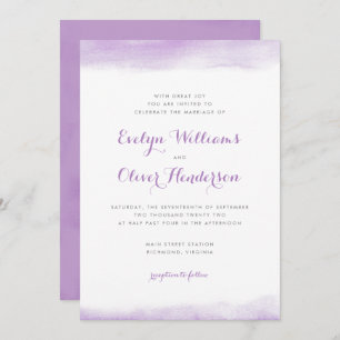 Invitación Boda de color de agua de Lilac
