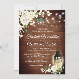 Invitación Boda de color de agua de linterna de madera rústic
