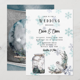 Invitación Boda de color de agua de lomo de nieve moon de inv