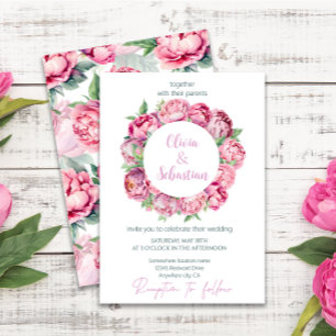 Invitación Boda de color de agua de los pueblos rosados de Ru