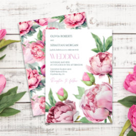Invitación Boda de color de agua de los pueblos rosados de Ru