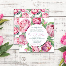 Invitación Boda de color de agua de los pueblos rosados de Ru