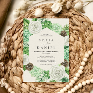 Invitación Boda de color de agua de marco exagerado de vegeta