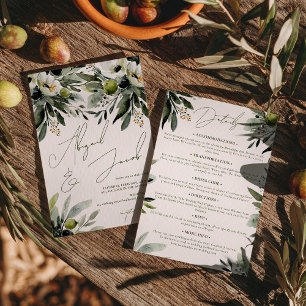 Invitación Boda de color de agua de oliva verde todo en uno