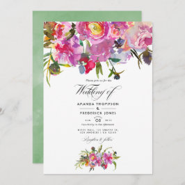 Invitación Boda de color de agua de pueblos rosados de época