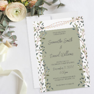 Invitación Boda de color de agua deja vegetación