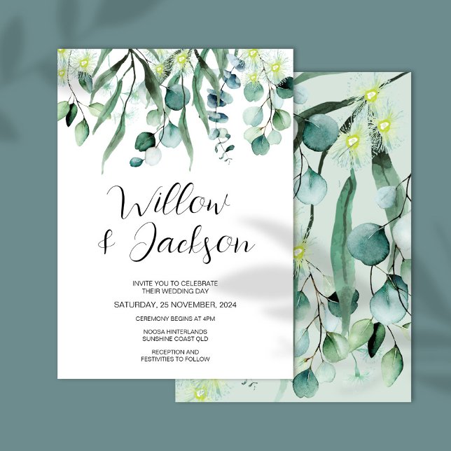 Invitación Boda de color de agua Eucalyptus Greenery (Subido por el creador)