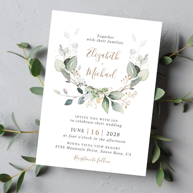 Invitación Boda de color de agua Eucalyptus Greenery (Subido por el creador)