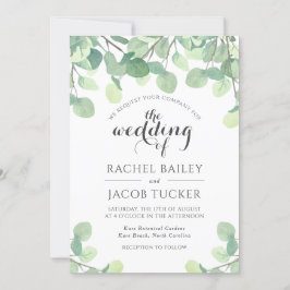 Invitación Boda de color de agua Eucalyptus Greenery
