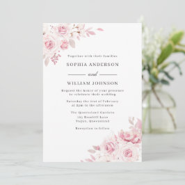 Invitación Boda de color de agua floral rosa de Rubor Roses