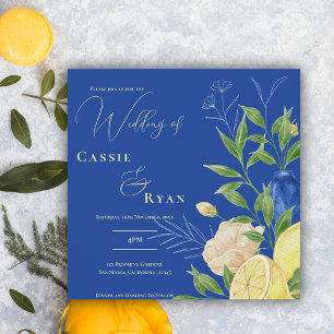 Invitación Boda de color de agua mediterráneo inspirado en la