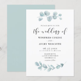 Invitación boda de color de agua minimalista