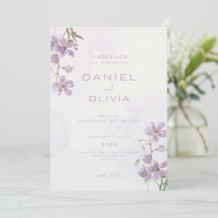 Invitación Boda de color de agua morado floral