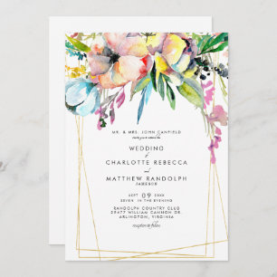 Invitación Boda de color de agua multicolor