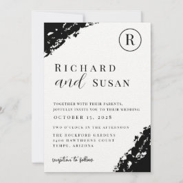 Invitación Boda de color de agua negro